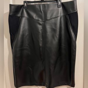 Faux black leather skirt